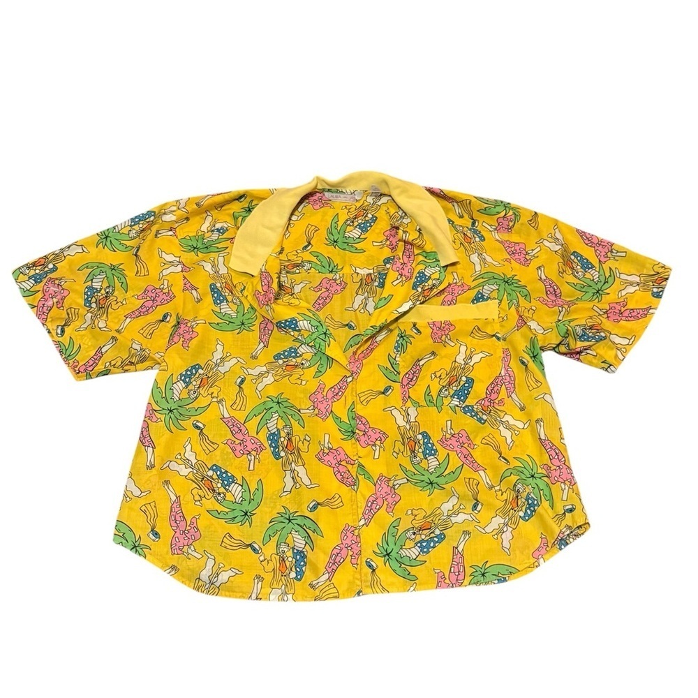Vintage Tropical Print Safety-Pin Top – Size M